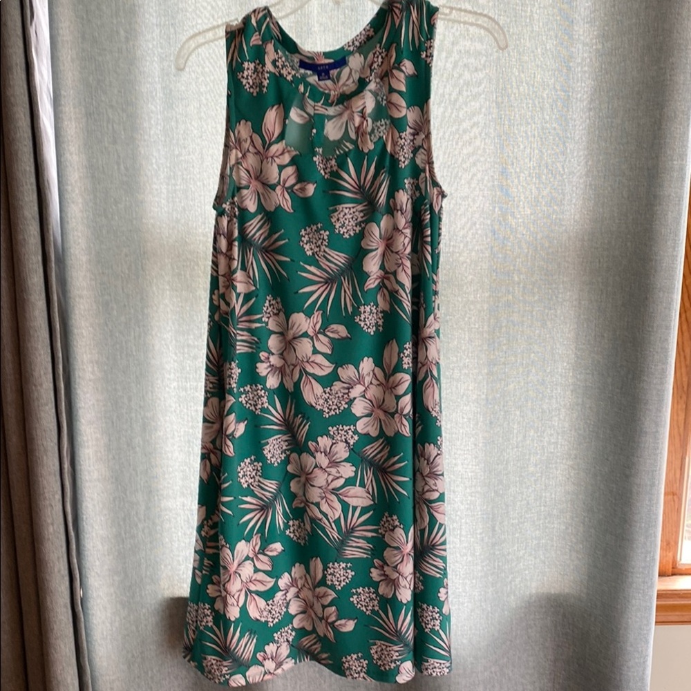 Floral Sleeveless Dress - Green and Pink